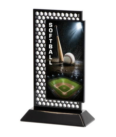 632SOFT 20cm Printed Softball Hex Acrylic Award