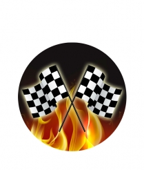 FLAG05 Crossed Flags - Dome 25mm