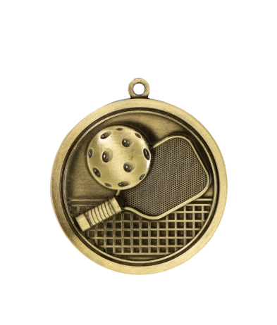 M040G Pickle Ball - Gold Relief <Br>Medal 4.5cm Dia