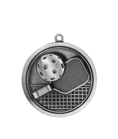 M040S Pickle Ball - Silver Relief <Br>Medal 4.5cm Dia