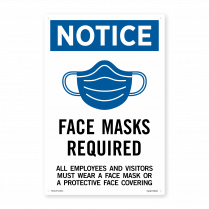  Covid - Face Masks Required for Employees - Sign