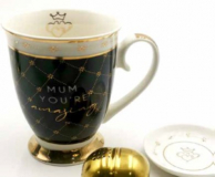 LMMD048 **MUM YOU'RE AMAZING MUG SET WITH TEA STRAINER & DISH