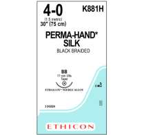 SUTURE SILK PERMA-HAND BLK 75CM 4/0  (K881H) BOX/36