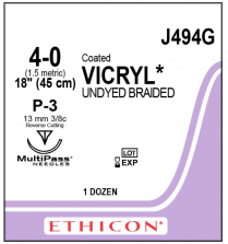 SUTURE VICRYL PLUS CTD 4/0 12.9MM (VCP494G)  BOX/12