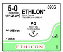 SUTURE ETHILON NYLON 5/0 13MM (690G) BOX/12