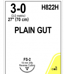 SUTURE PLAIN GUT 3/0 19MM (H822H)       BOX/36
