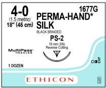SUTURE SILK PERMA-HAND 4/0 BLACK 19MM (1677G) BOX/12