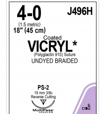 SUTURE VICRYL PLUS 4-0 45CM 19MM  (VCP496H)   BOX/36