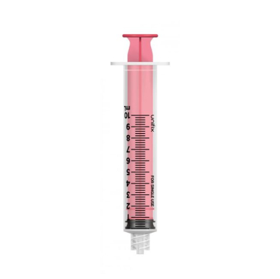 SYRINGE 10ML LUER LOCK RED PLUNGER (UX10LR) BOX/100