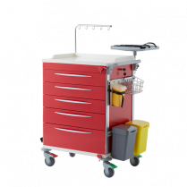 TROLLEY EMERGENCY RED 5 DRAWER 65X48X98CM (EMT)