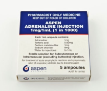 ADRENALINE 1:1000 1ML AMP (ASPEN)            BOX/5