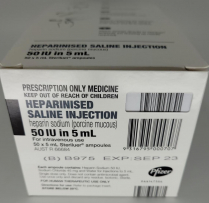 HEPARINISED SALINE 50U/5ML POLYAMPS BOX/50