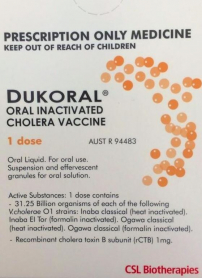 VACCINE DUKORAL ORAL CHOLERA DOSE 3ML VIAL SINGLE