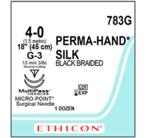 SUTURE SILK PERMA-HAND 4/0 BLACK 45CM (783G) BOX/12