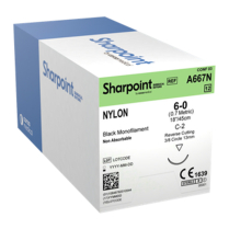 SUTURE NYLON S/POINT 6/0 12MM (A667N) BOX/12