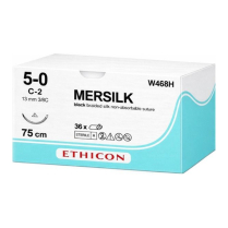 SUTURE SILK 5/0 12MM 75CM (W468H) BOX/36