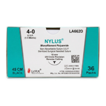 SUTURE NYLON NYLUS 4/0 19MM (LA662D) BOX/36