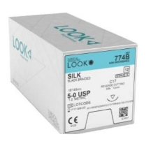 SUTURE SILK LOOK 5/0 12MM (X774B)         BOX/12