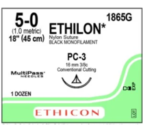 SUTURE ETHILON NYLON 5/0  (1865G)     BOX/12