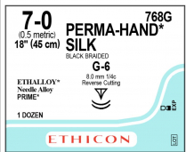 SUTURE SILK ETHICON 7/0 D/ARM 8MM (768G) BOX/12
