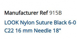 SUTURE NYLON NYLUS 6/0 16MM (L915B)    BOX/12