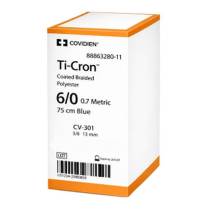 SUTURE TICRON 6/0 75CM (88863280-11) BLUE    BOX/36