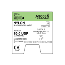 SUTURE NYLON BLACK 10/0  30CM SHARPOINT (A9003N) BX12