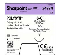 SUTURE POLYSYN 6/0 13MM (G492N)      BOX/12