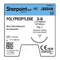 SUTURE POLYPROP 3/0 24MM (J8684N) BOX/12