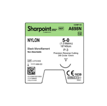 SUTURE NYLON S/POINT 5/0 13MM (A698N) BOX/12
