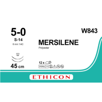 SUTURE MERSILENE 5/0 45CM 8MM (W843) BOX/12