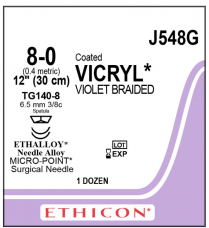 SUTURE VICRYL 8/0 2XTG140-8 (J548G)    BOX/12