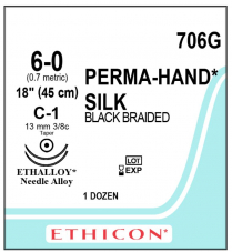 SUTURE SILK ETHICON 6/0 (706G)           BOX/12