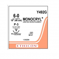 SUTURE MONOCRYL PLUS 6/0 13MM (MCP492G)    BOX/12