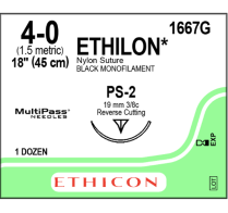 SUTURE ETHILON NYLON 4/0 45CM(1667G) BOX/12