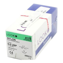 SUTURE NYLON NYLUS 5/0 12MM (L917B)     BOX/12