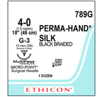 SUTURE SILK BLACK 45CM 4/0 (789G)    BOX/12