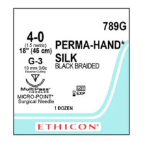 SUTURE SILK BLACK 45CM 4/0 (789G)    BOX/12