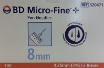 MICROFINE 0.25MM/31GX8MM BD (320471)   BOX/100