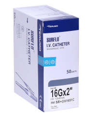 SURFLO IV CATHETER 16GX2 (OX1651)    BOX/50