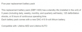 BATTERY DEFIBTECH DBP 1400 (DCF-E200) 5YR