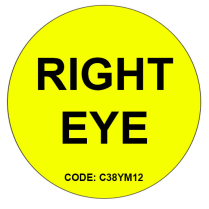 LABEL YELLOW RIGHT EYE (C38YM12) 38MM  ROLL/500