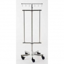 I.V. POLE STAINLESS STEEL ON CASTORS 2 X HOOKS (IVP2H)