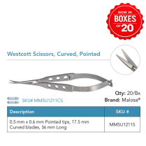 MMSU1211S WESTCOTT SCISSOR CVD RND DISP ST BOX/20