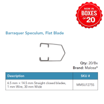 MMSU1275S BARRAQUER FLAT BLADE SPECULUM DISP BOX/20