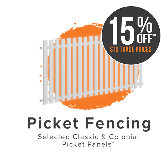 15% Off Standard Trade Prices Classic and Colonial Picket Fencing