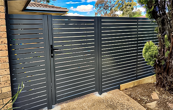 Aluminium Slat Fence with Pedestrian Gate