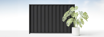 COLORBOND Ezyling Fence panel in the Monument colour option.