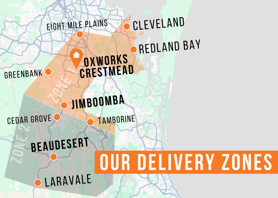 Map of Oxworks Crestmead delivery zones.