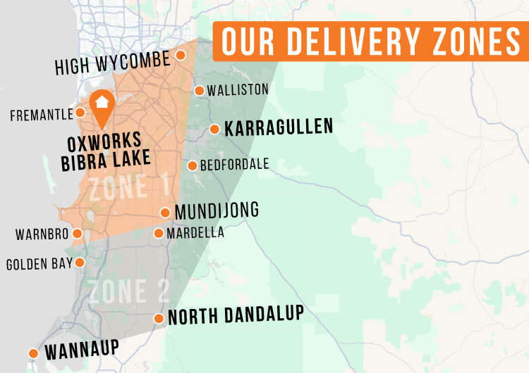 Map of Oxworks Bibra Lake delivery zones